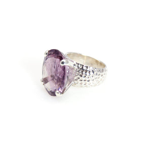 Ring - Prong Amethyst Oval Cut Sterling Silver