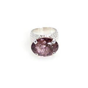 Ring - Prong Amethyst Oval Cut Sterling Silver