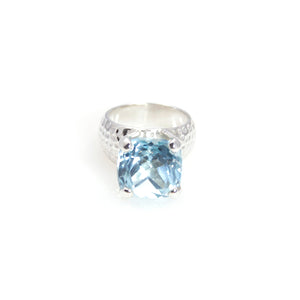 Ring - Prong Blue Topaz (Sky) Radiant Cut Sterling Silver