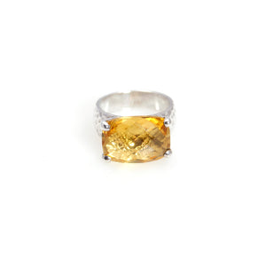 Ring - Prong Citrine Cushion Cut Sterling Silver