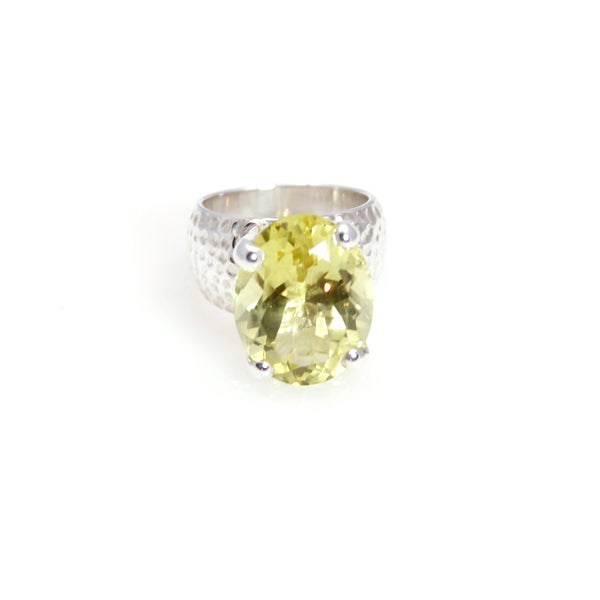 Ring - Prong Lemon Quartz Brillant Cut Sterling Silver