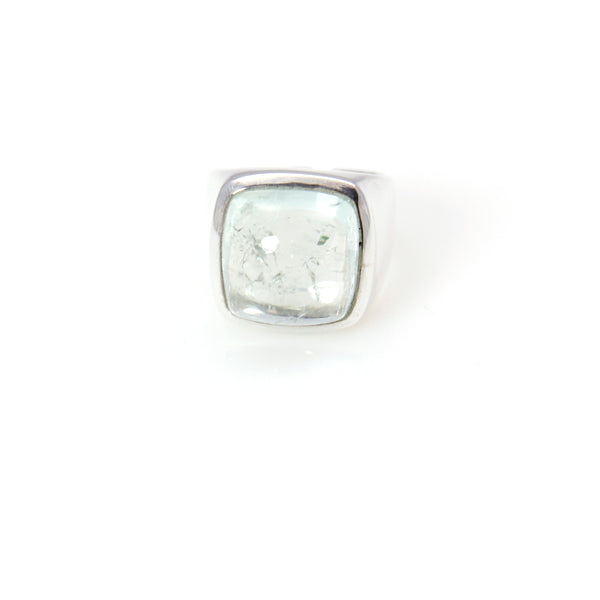 Ring - Signature Aquamarine Cabochon Sqaure Cut Sterling Silver