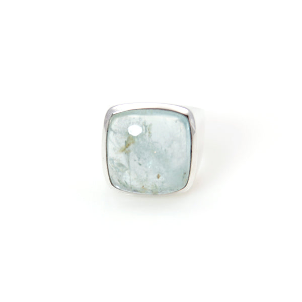 Ring - Signature Aquamarine Cabochon Square Cut Sterling Silver