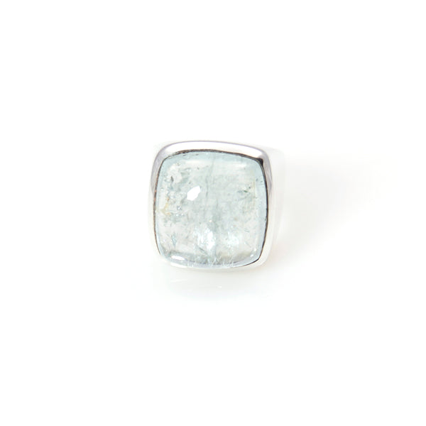 Ring - Signature Aquamarine Cabochon Sqaure Cut Sterling Silver