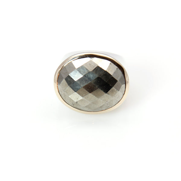 Ring - Signature Pyrite Oval Cut 14ct Gold Sterling & Silver