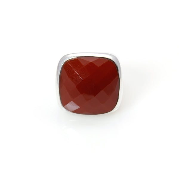 Ring - Signature Red Agate Square Cut Sterling Silver
