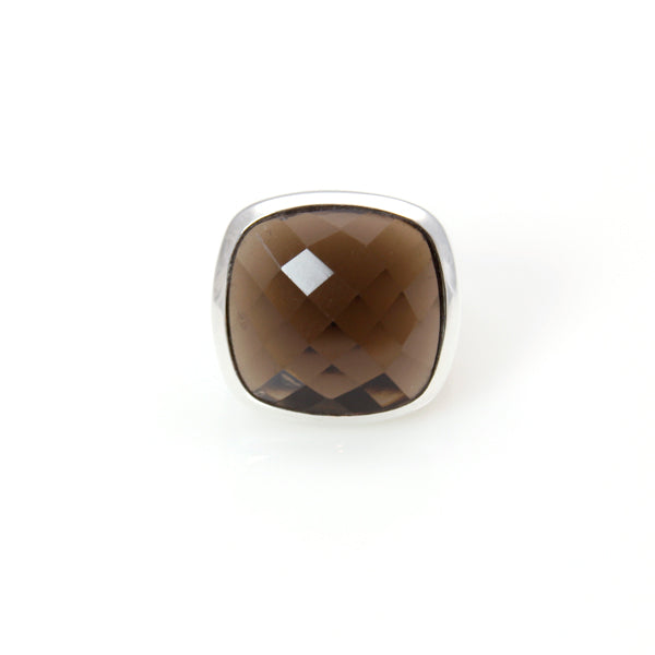 Ring - Signature Smokey Quartz Cushion Cut Sterling Silver