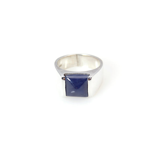 Ring - Diplomat Blue Sapphire Pyramid Cut Sterling Silver - Mens Collection