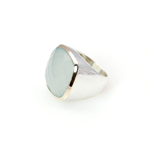 Ring - Signature Chalcedony Cushion Cut 14ct Gold & Sterling Silver