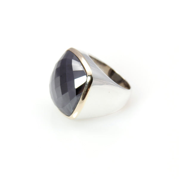 Ring - Signature Hematite Square Cut 14ct Gold & Sterling Silver