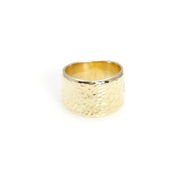 Ring - Band Hammered Gold Plated Sterling Silver