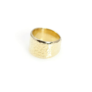 Ring - Band Hammered Gold Plated Sterling Silver