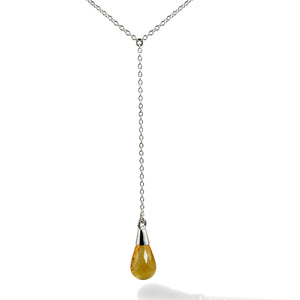 Mini Chain Necklace with Citrine Charm