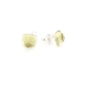 KenSu Jewelry Studs Earrings - with Lemon Quartz Hand Made Jewelry