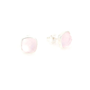 KenSu Jewelry Studs Earrings - with Rose Quartz Hand Made Jewelry
