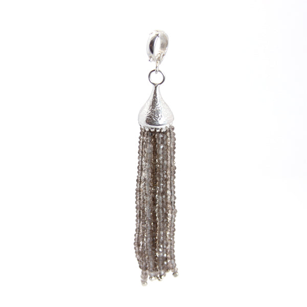 Pendant - Clip On Tassel Smokey Quartz Sterling Silver