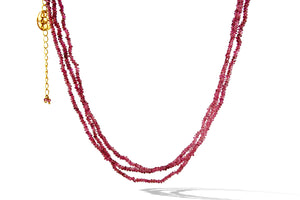 Necklace - Beaded Pink Tourmaline 3 Lines 16"