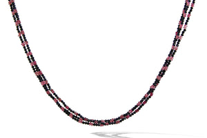 Sapphire and Pink Tourmoline 3 Line Necklace